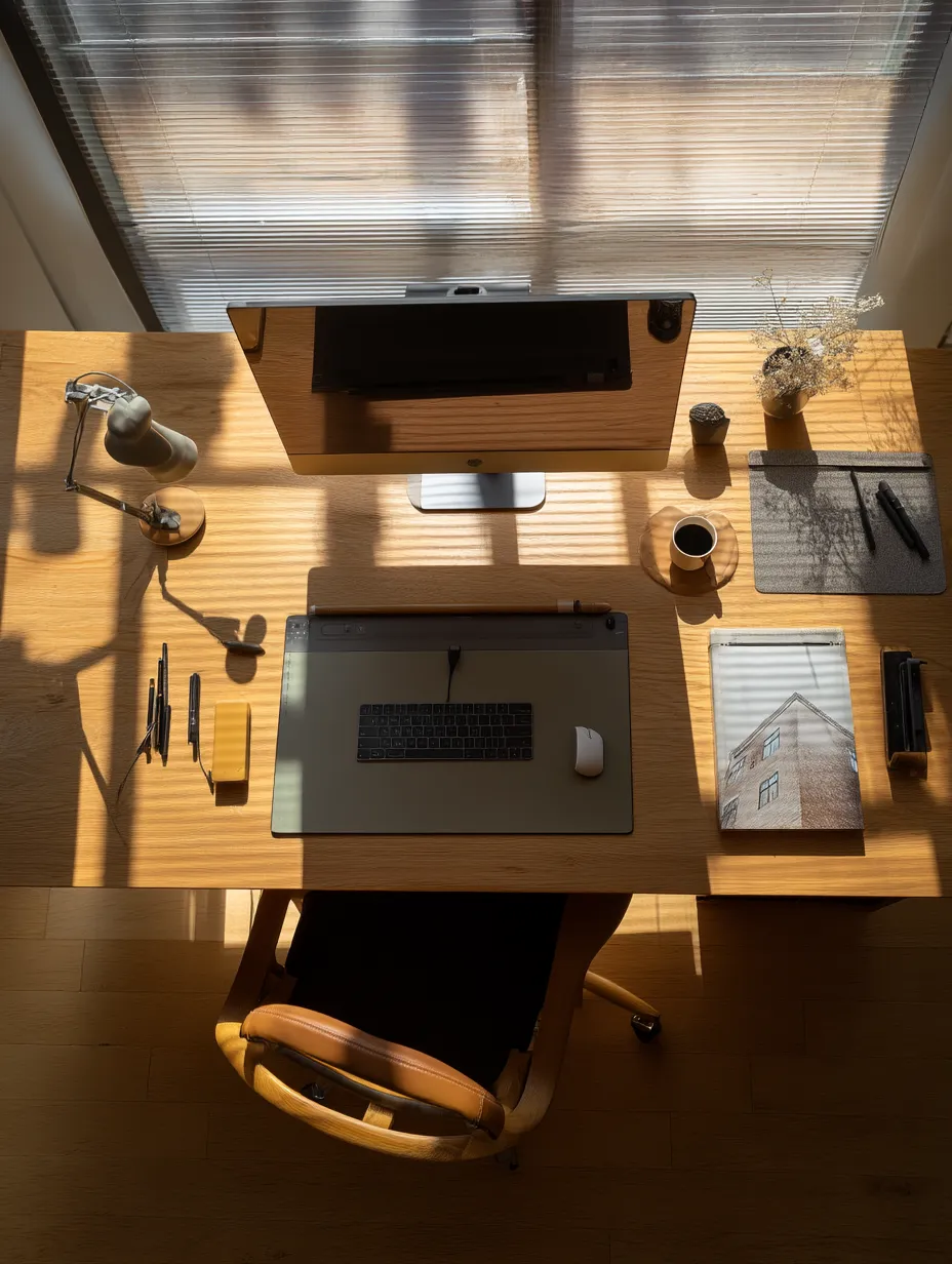 Homme au bureau réfléchissant à son retour au travail après sa greffe de cheveux.